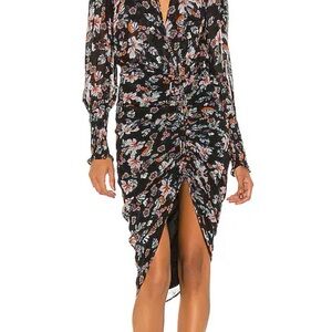 Veronica Beard Black Floral Midi Dress